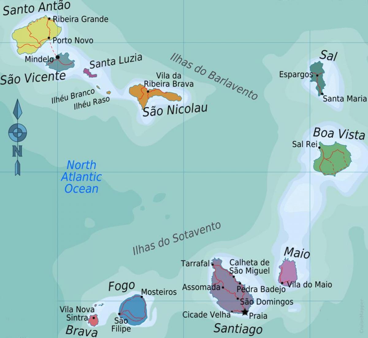 Ilhas de cabo Verde mapa de localização